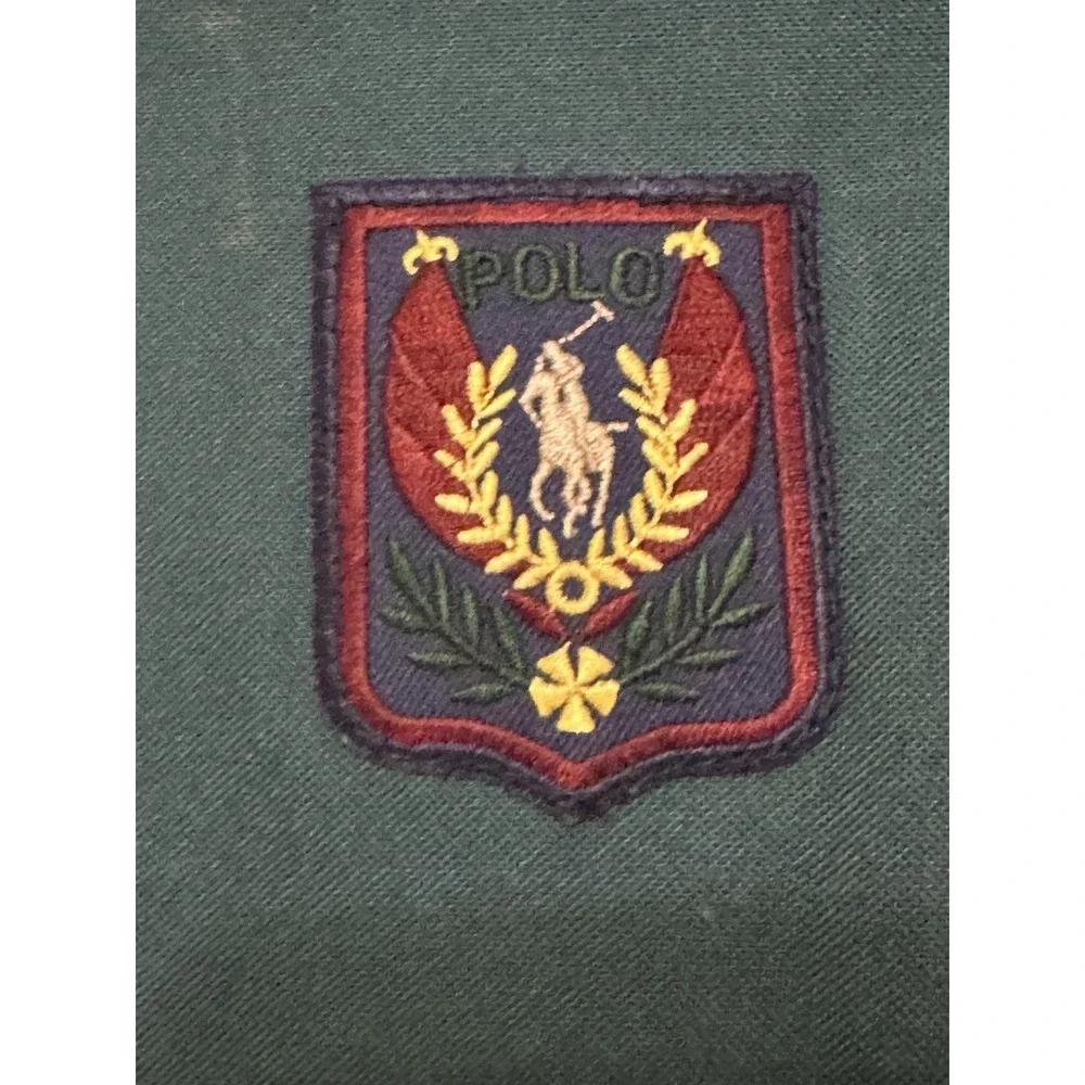 VTG Polo Ralph Lauren Green Hanging Garnet Bag Brown Stripe Logo 90s Canvas